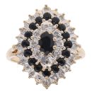 9ct Yellow Gold 0.10ct Diamond And Sapphire Cluster Ring