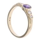 9ct Yellow Gold Amethyst And Cubic Zirconia Ring