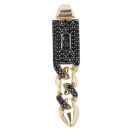 14ct Yellow Gold Monaco Classic Black Cubic Zirconia Pave Drop Pendant