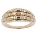 9ct Yellow Gold 0.27ct Brilliant Cut Diamond Three Row Ring