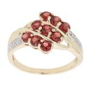9ct Yellow Gold 0.02ct Diamond And Garnet Cluster Ring
