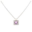 18ct White Gold 0.20ct Diamond And Amethyst Pendant And Chain 20"
