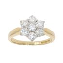 18ct Yellow Gold 1.00ct Brilliant Cut Diamond Cluster Ring