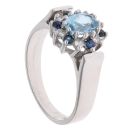 18ct White Gold Aquamarine Sapphire and 0.15ct Diamond Ring