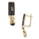 14ct Yellow Gold Monaco Classic Black Cubic Zirconia Pave Drop Earrings