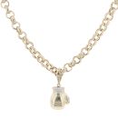9ct Yellow Gold Cubic Zirconia Boxing Glove Pendant and Belcher Chain 24"
