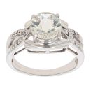9ct White Gold 0.05ct Diamond And Green Quartz Ring