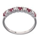 9ct White Gold Ruby and 0.08ct Diamond Half Eternity Ring