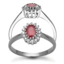 9 Carat White Gold 0.12pts Diamond & Ruby Ring