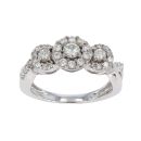 18ct White Gold 0.50ct Diamond Triple Cluster Ring