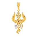 22ct Yellow Gold Trishul and Damru Pendant,