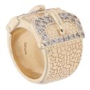 9ct Yellow And White Gold Cubic Zirconia Patterned Buckle Ring