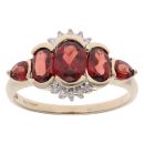 9ct Yellow Gold 0.05ct Diamond And Garnet Ring