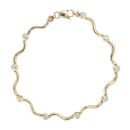 9ct Yellow Gold Stone Set Wave Bracelet 7"