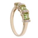 9ct Yellow Gold 0.05ct Diamond And Peridot Three Stone Ring
