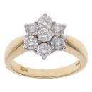 18ct Yellow Gold 1.00ct Brilliant Cut Diamond Daisy Cluster Ring