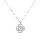 18ct White Gold 0.52ct Brilliant Cut Diamond Cluster Pendant And Chain 16"