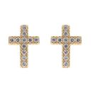 Gold Plated Silver Cubic Zirconia Cross Stud Earrings