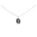9ct White Gold 0.02ct Diamond And Onyx Pendant And Chain 16"