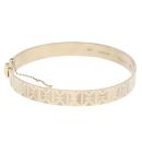 9ct Yellow Gold Patterned Bangle With Safety Chain