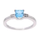 9ct White Gold Created Blue Topaz And Diamond Stone Set Ring