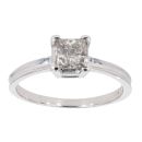 18ct White Gold 0.71cts Princess Cut Diamond Solitaire Ring