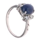 9ct White Gold 0.30ct Diamond and Cabochon Sapphire Ring