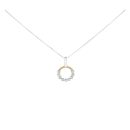 Silver Two Tone Cubic Zirconia Circle Pendant And Chain 18"