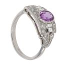 Platinum 1.15ct Pink Sapphire and 0.55ct Diamond Vintage Inspired Ring