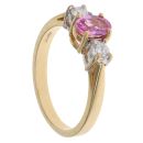 18ct Yellow Gold 0.30ct Diamond And Pink Sapphire Three Stone Ring