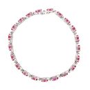 9ct White Gold Created Ruby and Diamond Bracelet 7"