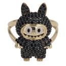 14ct Yellow Gold Black Gemstone Bunny Ring