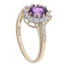 9ct Yellow Gold Cubic Zirconia and Amethyst Cluster Ring