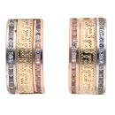 14ct Yellow, White And Rose Gold Cubic Zirconia Greek Key Cuff Earrings