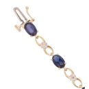 9ct Yellow Gold 0.06ct Diamond And Created Sapphire Bracelet 7"