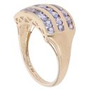 9ct Yellow Gold Tanzanite Three Row Ring