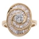 14ct Yellow Gold 1.25ct Brilliant And Baguette Cut Diamond Cluster Ring
