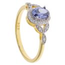 Gold Plated Silver Blue Gemstone And Cubic Zirconia Cluster Ring