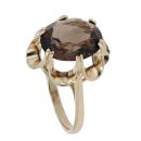 9ct Yellow Gold Single Stone Smoky Quartz Ring
