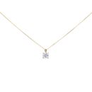 9ct Yellow Gold Cubic Zirconia Solitaire Pendant & Chain 18"