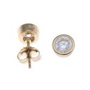 925 Sterling Silver Gold Plated Cubic Zirconia Solitaire Stud Earrings