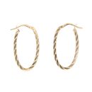 9ct Yellow Gold Oval Twist Hoop Earrings