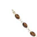9ct Yellow Gold Tigers Eye Cabochon Stone Set Bracelet 7.5"