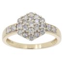 9ct Yellow Gold 1.00ct Diamond Cluster Ring
