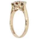 9ct Yellow Gold 0.05ct Diamond And Ruby Three Stone Ring