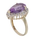 9ct Yellow Gold 0.10ct Diamond And Amethyst Cluster Ring