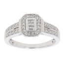 9ct White Gold 0.20ct Brilliant And Princess Cut Diamond Cluster Ring
