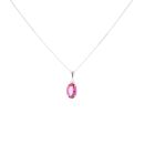 9ct White Gold Pink Topaz Pendant And Chain 18"