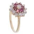 9ct Yellow Gold Ruby and Cubic Zirconia Cluster Ring