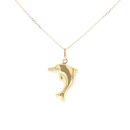 9ct Yellow Gold Dolphin Pendant And Chain 18"